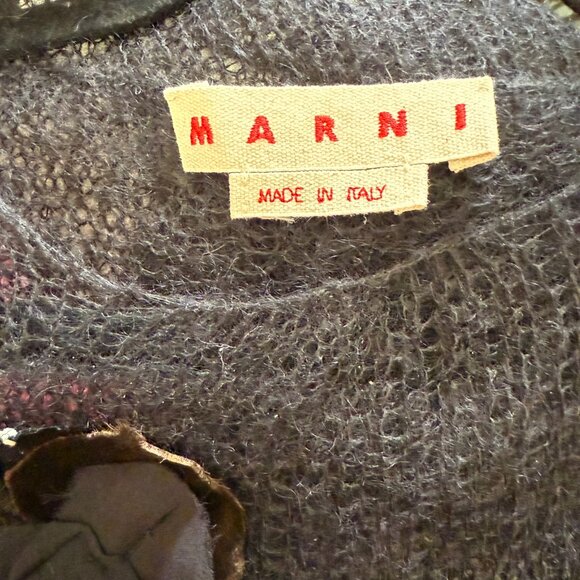 MARNI flower-patch mohair open-knit sweater Size 38 IT, S/XS US NEW - Picture 15 of 16